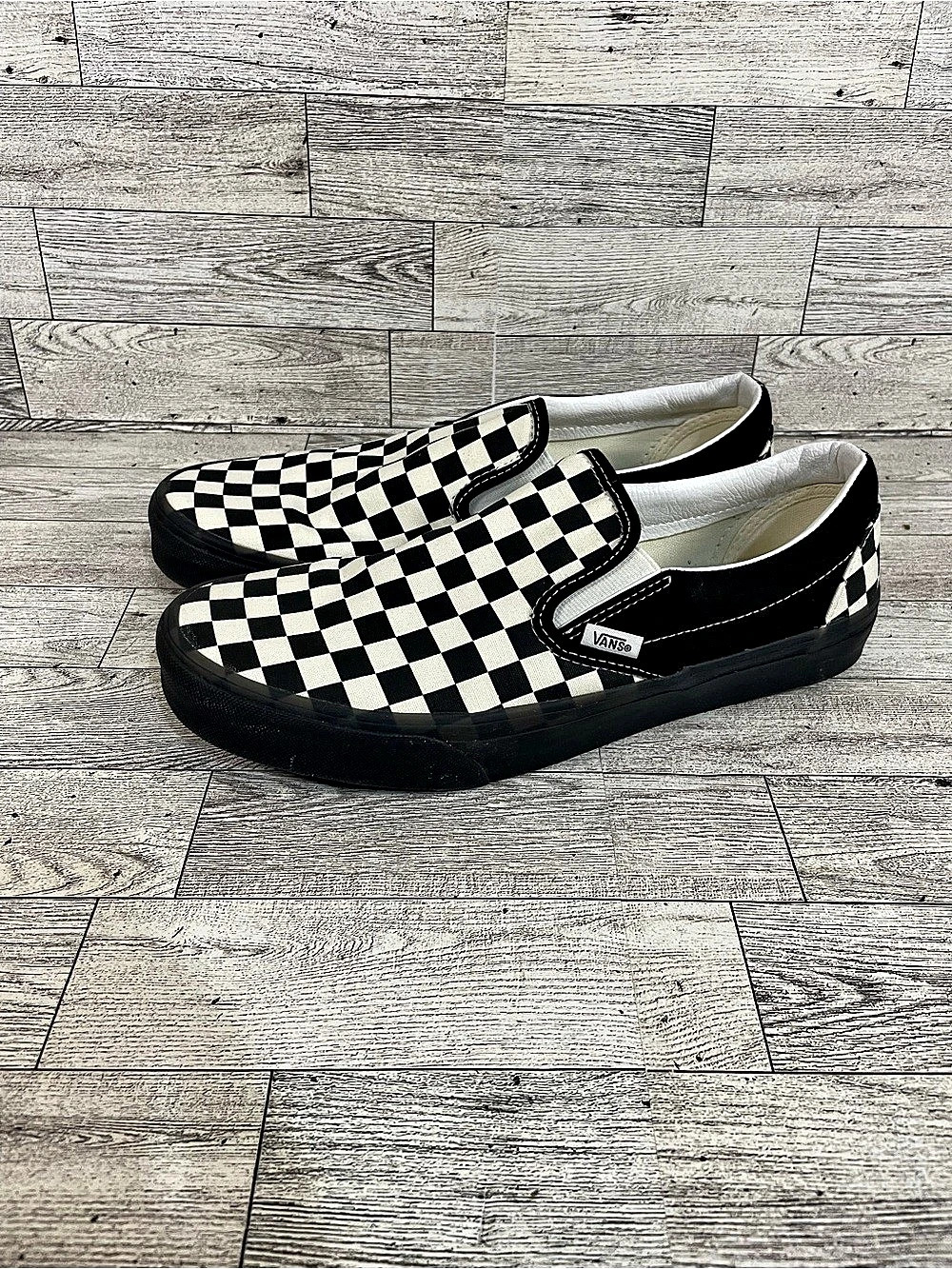 Vans Classic Slip-On Checkerboard Sneakers Black & White US 11